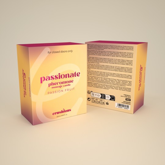 VELA DE MASSAGEM PASSIONATE COM FEROMONAS E AROMA A MARACUJÁ 20ML CRUSHIOUS