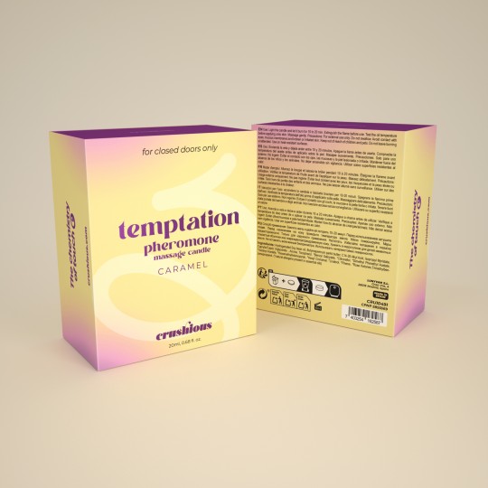 VELA DE MASSAGEM TEMPTATION COM FEROMONAS E AROMA DE CARAMELO 20ML CRUSHIOUS