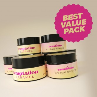 PACK 5 + 1 FREE CRUSHIOUS TEMPTATION MASSAGE CANDLE WITH PHEROMONES AND TOFFEE CARAMEL AROMA 20ML