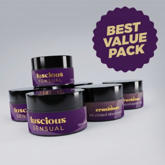 PACK 5 + 1 GRÁTIS VELA DE MASSAGEM LUSCIOUS COM FEROMONAS E AROMA SENSUAL 20ML CRUSHIOUS