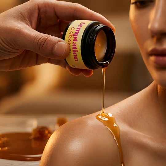 BOUGIE DE MASSAGE TEMPTATION AUX PHÉROMONES ET AU PARFUM CARAMEL 20ML CRUSHIOUS