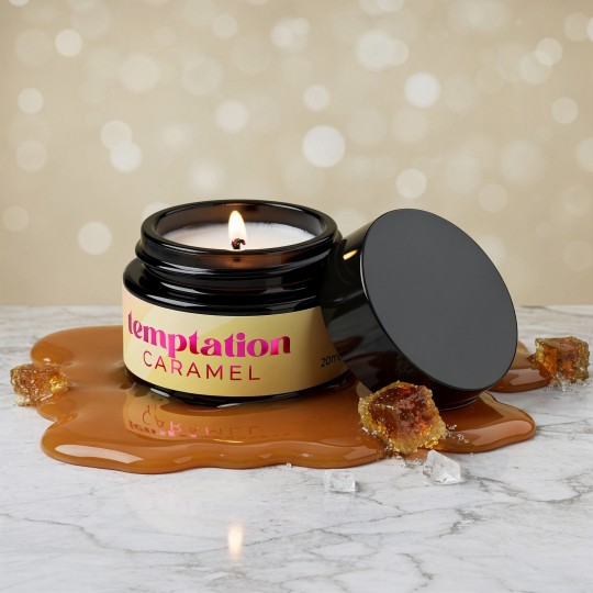 BOUGIE DE MASSAGE TEMPTATION AUX PHÉROMONES ET AU PARFUM CARAMEL 20ML CRUSHIOUS