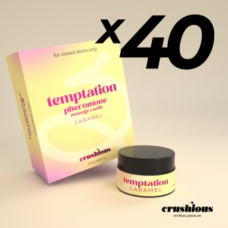 PACK DE 40 VELA DE MASSAGEM TEMPTATION COM FEROMONAS E AROMA DE CARAMELO 20ML CRUSHIOUS