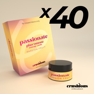 PACK DE 40 VELA DE MASSAGEM PASSIONATE COM FEROMONAS E AROMA A MARACUJÁ 20ML CRUSHIOUS