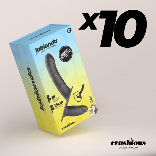 PACK DE 10 LABIONDA ARNÉS DOBLE CON MANDO CRUSHIOUS