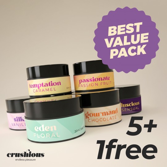 PACK 5 + 1 GRATUIT BOUGIES DE MASSAGE MULTI-PARFUMS AUX PHÉROMONES 20 ML CRUSHIOUS