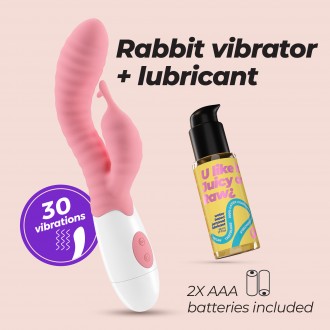 VIBROMASSEUR RABBIT GUMMIE ROSE ET LUBRIFIANT À BASE D’EAU INCLUS CRUSHIOUS