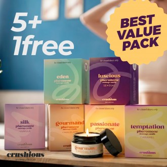 5ER-PACK + 1 GRATIS MASSAGEKERZEN MIT VERSCHIEDENEN DÜFTEN UND PHEROMONEN 20 ML CRUSHIOUS