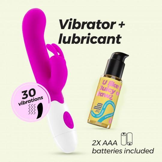 VIBRADOR COM ESTIMULADOR DE CLITÓRIS JIGGLIE E LUBRIFICANTE À BASE DE ÁGUA INCLUÍDO CRUSHIOUS