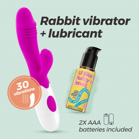  VIBRATORE CON STIMOLATORE CLITORIDEO LOLLIPOP E LUBRIFICANTE A BASE D'ACQUA INCLUSO CRUSHIOUS