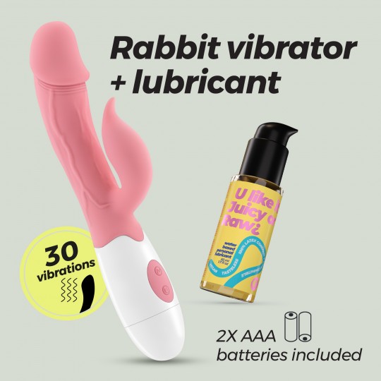 CRUSHIOUS MOCHI RABBIT VIBRATOR PINK WITH WATERBASED LUBRICANT INCLUDED