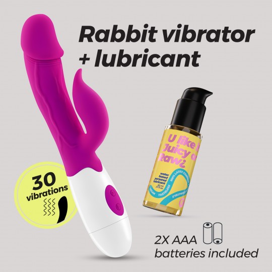 VIBRADOR CON ESTIMULADOR DE CLÍTORIS MOCHI MORADO Y LUBRICANTE DE BASE AGUA INCLUIDO CRUSHIOUS