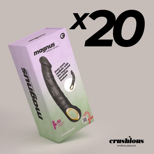 PACK DE 20 VIBRADOR FLEXÍVEL MAGNUS BEND PRETO CRUSHIOUS