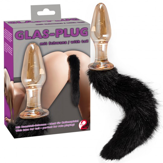 PLUG ANALE IN VETRO CON CODA NERA