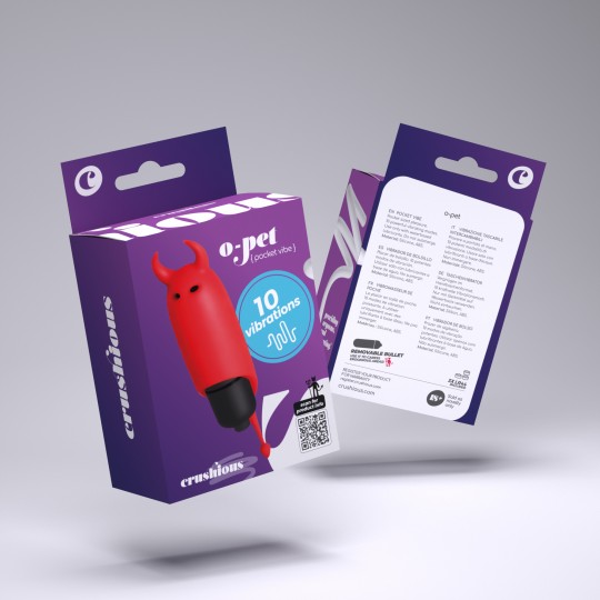 O-PET DIABO COM BALA DE 10 VIBRAÇÕES VERMELHO CRUSHIOUS