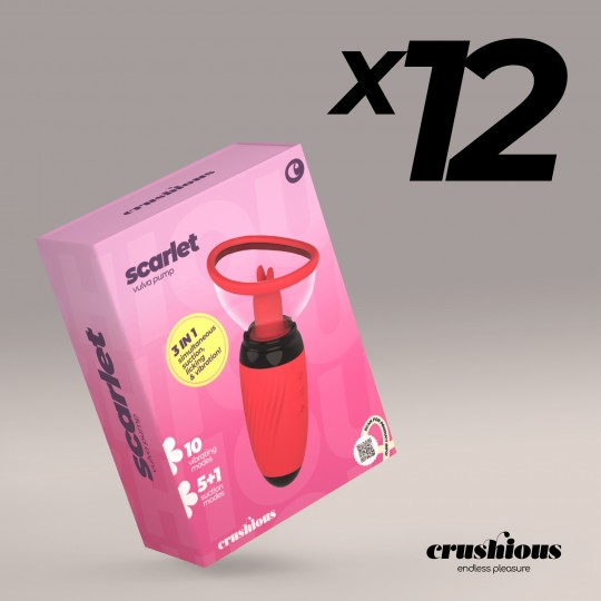 12ER-PACK SCARLET AUFLADBARE VULVA-STIMULATIONSPUMPE CRUSHIOUS
