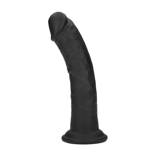 DUAL DENSITY SILICONE CURVED REALISTIC DILDO WITH SUCTION CUP - 6 / 15,5 CM - BLACK