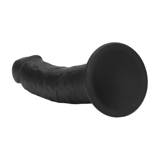 DUAL DENSITY SILICONE CURVED REALISTIC DILDO WITH SUCTION CUP - 7 / 18,5 CM - BLACK