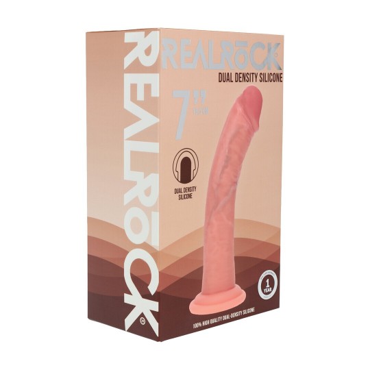 DUAL DENSITY SILICONE CURVED REALISTIC DILDO WITH SUCTION CUP - 7 / 18,5 CM - FLESH