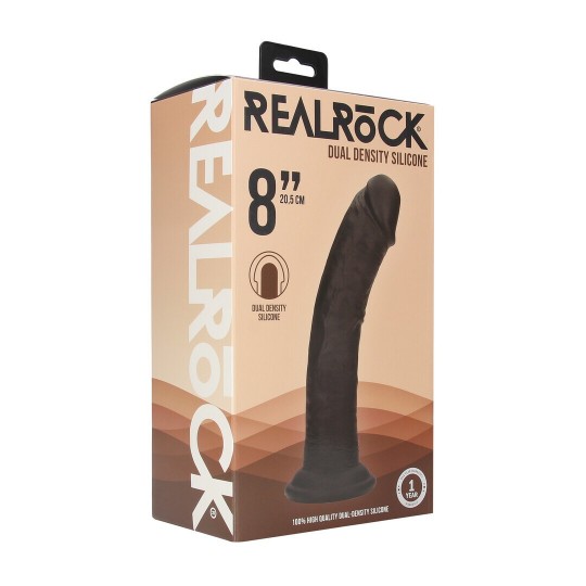 DUAL DENSITY SILICONE CURVED REALISTIC DILDO WITH SUCTION CUP - 8 / 20,5 CM - BLACK