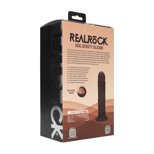 DUAL DENSITY SILICONE CURVED REALISTIC DILDO WITH SUCTION CUP - 8 / 20,5 CM - BLACK