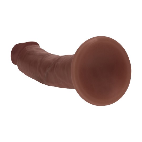 DUAL DENSITY SILICONE CURVED REALISTIC DILDO WITH SUCTION CUP - 8 / 20,5 CM - BROWN