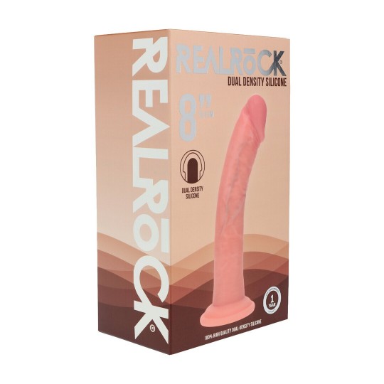 DUAL DENSITY SILICONE CURVED REALISTIC DILDO WITH SUCTION CUP - 8 / 20,5 CM - FLESH