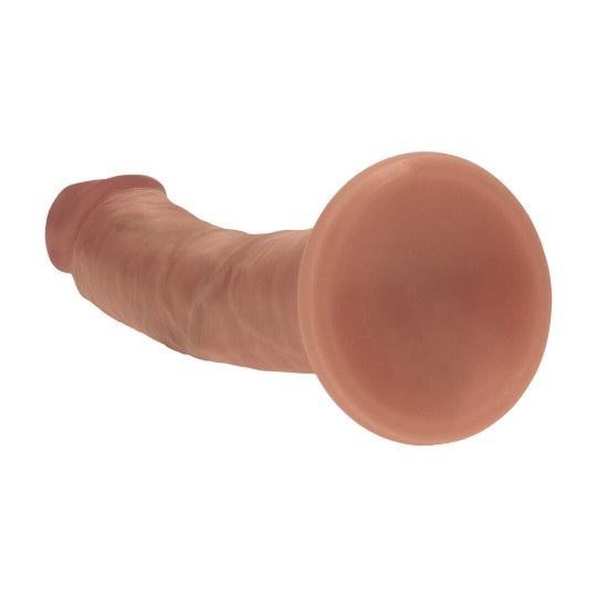 DUAL DENSITY SILICONE CURVED REALISTIC DILDO WITH SUCTION CUP - 8 / 20,5 CM - TAN