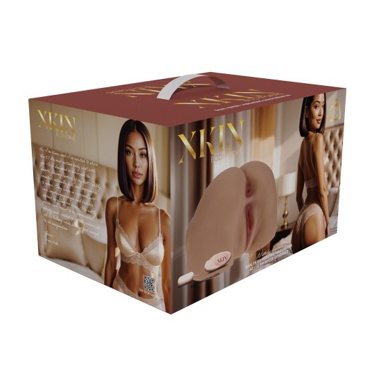 BODYFORMS - NINA VALE - DUAL ENTRY VIBRATING MASTURBATOR - 2,5 KG / 5.7 LBS - TAN