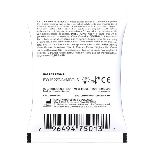 COCONUT HYBRID - WATERBASED AND COCONUT OIL LUBRICANT - 0.17 FL OZ / 5 ML - SACHET