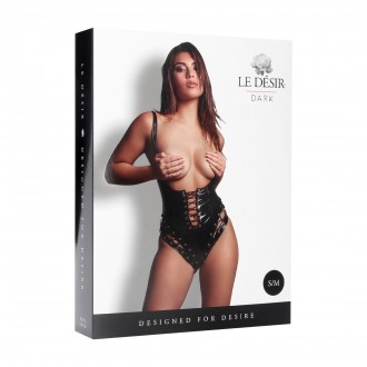 TITTILATE - LACE UP CUPLESS BODY - ONE SIZE - BLACK