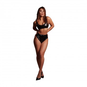 VIXEN - WET LOOK CROP SET - ONE SIZE - BLACK