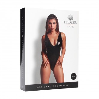 VIXEN - EXTREME HIGH LEG WET LOOK PVC BODY - ONE SIZE - BLACK