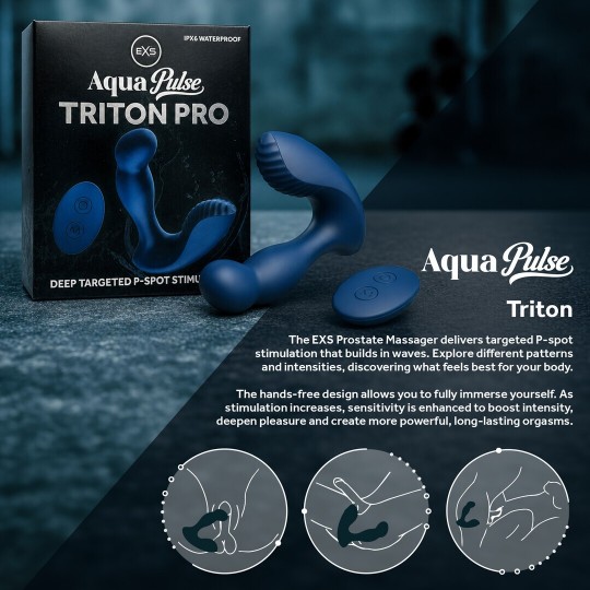 EXS AQUAPULSE - TRITON PRO - PROSTATE MASSAGER WITH REMOTE CONTROL - BLUE