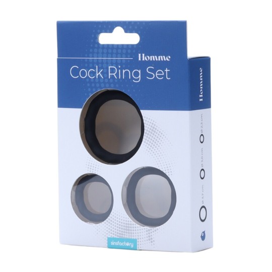 SILICONE COCK RING SET - 23 CM - 30 CM - 37 CM - BLACK