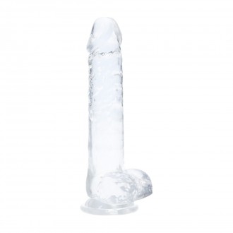 RECHARGEABLE LED DILDO WITH BALLS AND SUCTION CUP - 7 / 18 CM - TRANSPARENT