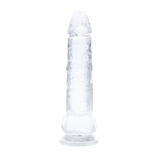 RECHARGEABLE LED DILDO WITH BALLS AND SUCTION CUP - 8 / 19 CM - TRANSPARENT