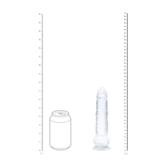 RECHARGEABLE LED DILDO WITH BALLS AND SUCTION CUP - 8 / 19 CM - TRANSPARENT