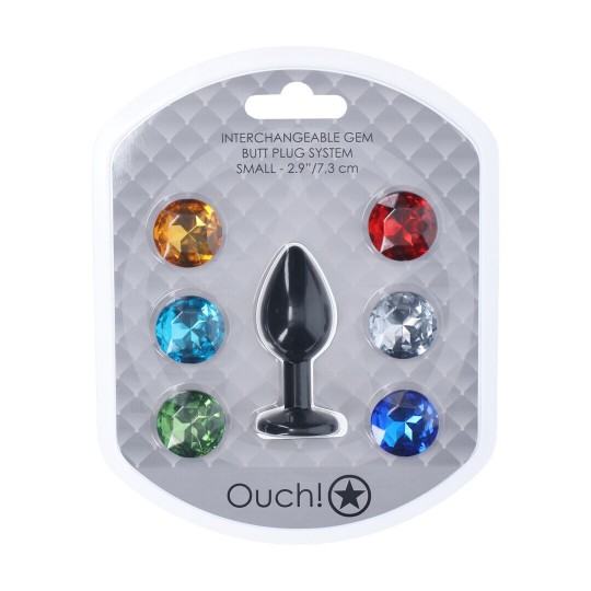 INTERCHANGEABLE DIAMOND ROUND BUTT PLUG - SMALL - BLACK