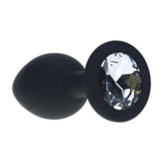 INTERCHANGEABLE DIAMOND ROUND BUTT PLUG - SMALL - BLACK