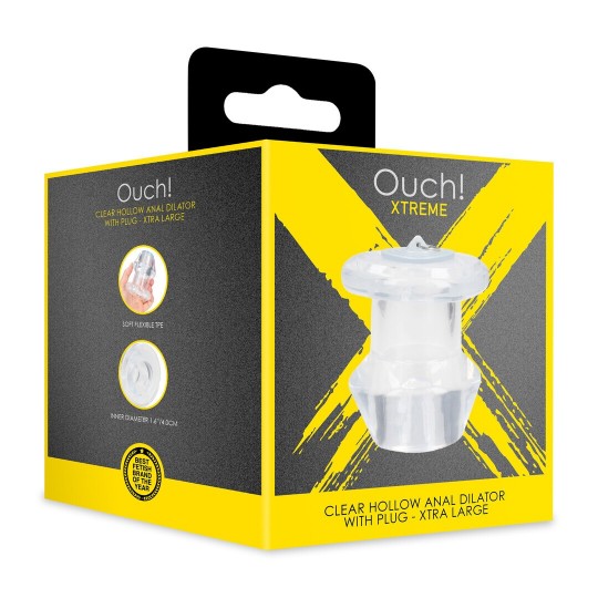 HOLLOW ANAL DILATOR WITH PLUG - XTRA LARGE - CLEAR