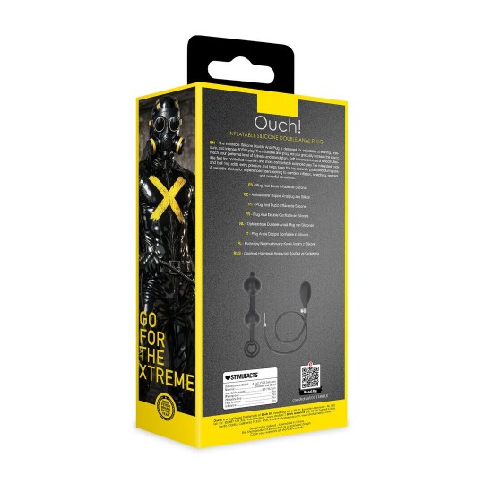 INFLATABLE SILICONE DOUBLE ANAL PLUG - BLACK