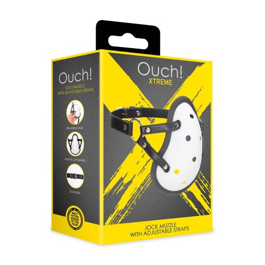JOCK MUZZLE WITH ADJUSTABLE STRAPS - WHITE