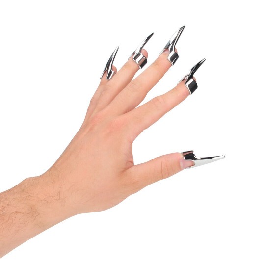 FINGERTIP CLAW RINGS - 5 PIECES - SILVER