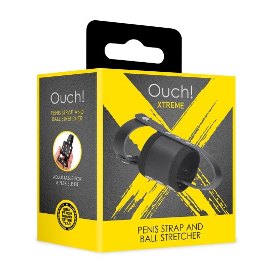 PENIS STRAP AND BALL STRETCHER - BLACK