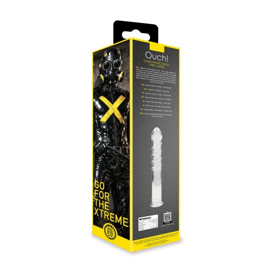 GLASS RINGED DILDO - XTRA LARGE - CLEAR