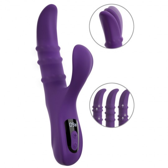 NODDING RABBIT VIBRATOR WITH 3 MOVING RINGS