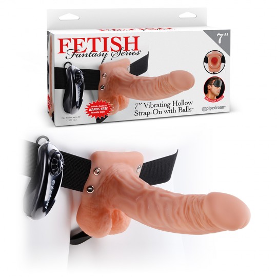 CAVO STRAP-ON CON VIBRAZIONE E TESTICOLI 7 " FETISH FANTASY SERIE BIANCO