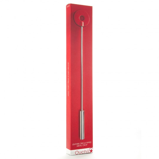 OUCH! LEATHER CIRCLE TIPPED METAL CROP RED