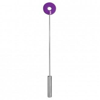 OUCH! LEATHER CIRCLE TIPPED METAL CROP PURPLE